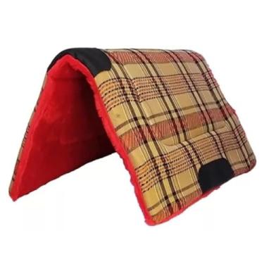 Imagem de Manta para Sela de Cavalo Acolchoada Xadrez – Protetor de Arreio com Espuma Alta Densidade e Feltro (CARDIFE PELO VERMELHO)