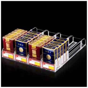Imagem de Embalagem com 10/20/30 bandeja automática para cigarros - Rack de exibição de acrílico transparente para lojas de varejo, organizador de prateleira com mola (20 peças, 6 x 32 cm/2,36 x 12,6 pol.)