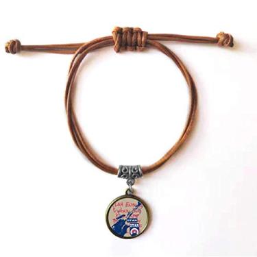 Imagem de DIYthinker Pulseira de couro com corda de couro com estampa de rabiscos para instrumento musical de guitarra marrom joia presente