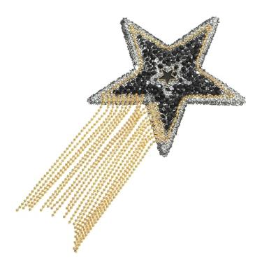 Imagem de NUOBESTY 5 Unidades Adesivo de pano estrela de cinco pontas ferro em remendos com remendos de apliques aplique de cristal brilhante strass corrente de contas remendo de chapéu