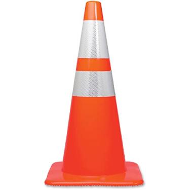 Imagem de Tatco Cone de trânsito de 71 cm (28") - 1 / cada - 71 cm (28") de altura, empilhável, resistente, laranja, prata (TCO25900)