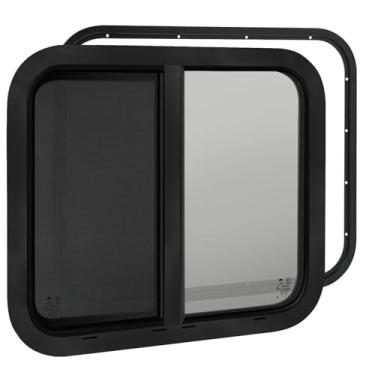 Imagem de NOVINO Janela para trailer, janela deslizante horizontal de trailer de reposição para trailer de carga utilitário de viagem caminhão van de carga SUV 61 cm L x 38 cm A, serve para parede de 2,5 cm ou