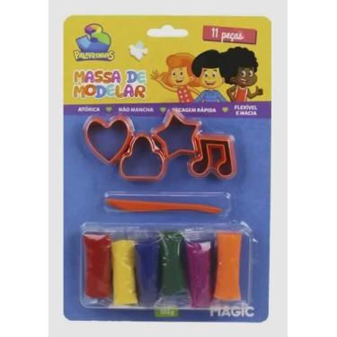 Imagem de Massa De Modelar 6 Cores 4 Moldes 1 Faquinha - 3 Palavrinhas - Magic