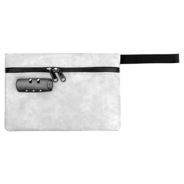 Imagem de ZJRDYYK Bolsa à prova de cheiro com trava de combinação, bolsa pequena de 24,5 cm x 16,5 cm com código, bolsas de mão pequenas com zíper de bloqueio, Cinza