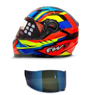 Imagem de Capacete Moto Fechado Fw3 Modelo Gtx Fox Mais Viseira Adicional, Laran