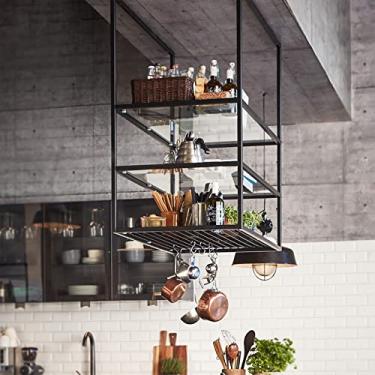 Imagem de Prateleira de teto – Suporte de panela suspenso de 3 níveis, organizador suspenso de panela e panela com placa de acrílico para organização de cozinha, suporte de cabide de panela