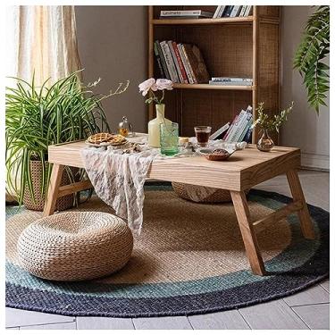 Imagem de Mesa de centro dobrável de tatami, mesa de chão, mesa baixa para meditação, pequena mesa de chá para sentar-se no chão, mesa baixa multifuncional (cor do tronco 90 x 50 x 35 cm)