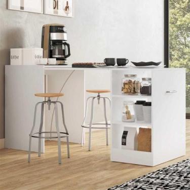 Imagem de Aparador Com Mesa Dobrável Cantinho do Café Ibiza Branco - MULTIMOVEIS