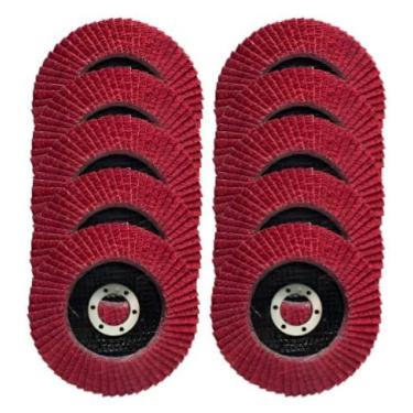 Imagem de Kit 10 Peças Disco Flap 115mm 4.1/2'' Grão 60 Lixa Para Madeira Metal Ferro Plástico