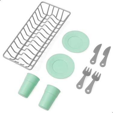 Imagem de Kit Escorredor de Pia + Louças Vintage Kids Brinquedo Infantil Zucatoy