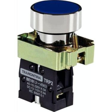 Imagem de Botão De Impulso Tramontina Trp2-ba61 1na Azul Com Base De Metal Tramo