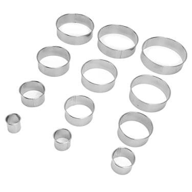 Imagem de Conjunto de biscoito redondo, kit de cortador de biscoito de aço inoxidável com 12 peças de tamanhos diferentes, para assar sobremesas, biscoitos, fondant e mais