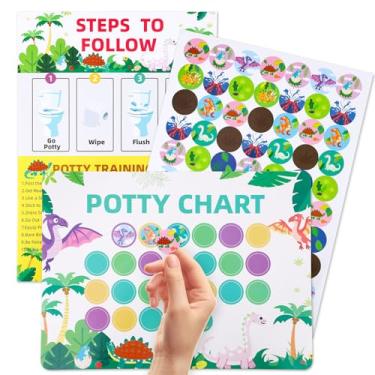 Imagem de 8un Quadro Treinamento Usar Penico com Adesivos Recompensa, 28,5x21cm Quadros Recompensa Treinamento Penico Meninos Crianças Pequenas Motivação para Sucesso No Uso (Estilo Dinossauro)