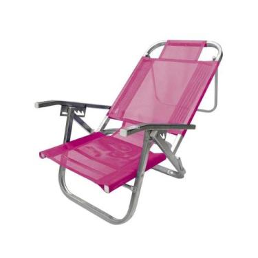 Imagem de Cadeira de Praia Copacabana Reclinável 5 Posições Rosa CAD0683 Botafog