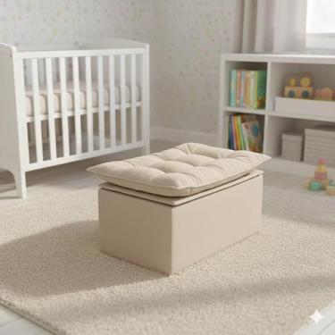 Imagem de Puff Baú Opala Decorativo Organizador Quarto Infantil, BEGE