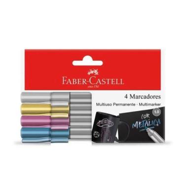 Imagem de Marcador Permanente  Metalico Faber C/4 - FABER CASTELL