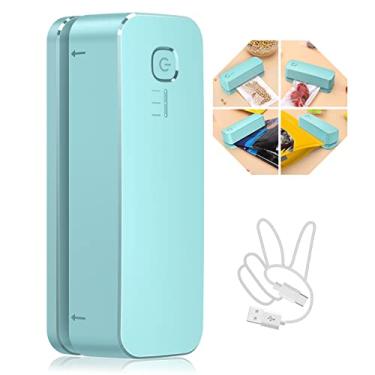 Imagem de FEPPO Seladora de sacos, mini seladora de saco 3000 mAh recarregável de calor rápido com 3 engrenagens de vedação e tira de aquecimento de 10 cm, máquina de selagem de alimentos, utensílios