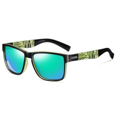 Imagem de Óculos de Sol Masculino Quadrado Polarizado Espelhado UV400 Lente Polarizada (Verde)