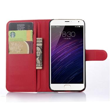 Imagem de Capa carteira MEIZU MX5, capa carteira flip de couro PU premium com compartimento para cartão, suporte e fecho magnético [capa interna à prova de choque de TPU] Compatível com MEIZU MX5