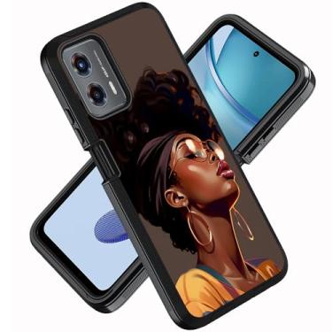 Imagem de ZXHSBROK Capa para Motorola Moto G 5G 2024 / Moto G Play 5G 2024, capa protetora contra quedas de grau militar 3 camadas à prova de choque para Moto G 5G 2024, mulheres afro-americanas