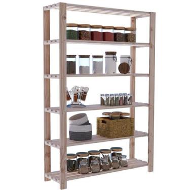 Imagem de Estante Organizadora 6 Andares Livreiro Madeira Pinus Decoração  Envio