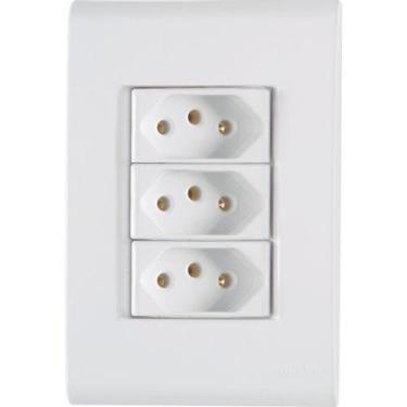 Imagem de Kit c/ 10 tomada tripla 10a c/ placa 4 x 2 liz tramontina, Branco, Biv