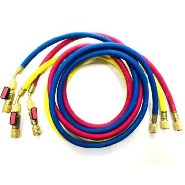 Imagem de kit 3 Mangueiras Manifold R134a/R22/R404a 1,50m registro Bola - TIPI