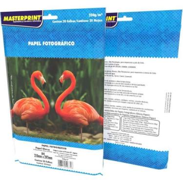 Imagem de Papel Fotográfico INKJET A4 GLOSSY 230G - Pacote com 20 Folhas - Maste