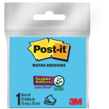 Imagem de Bloco de Recados POST-IT 76X76MM Azul 45 Folhas - Super Adesivo - 3M