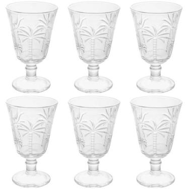 Imagem de Conjunto Jogo 6 Taças de Vidro para Água Suco 240ml Desenhadas Cristal