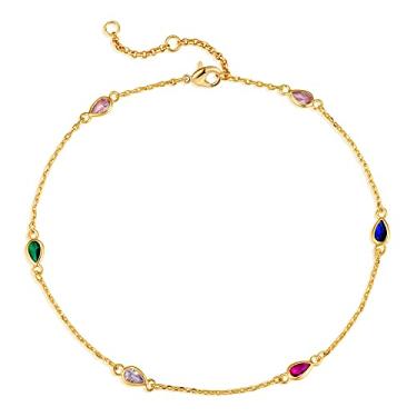 Imagem de MEVECCO Tornozeleira feminina com corrente de ouro 14 K, banhada a ouro delicada, boho, praia, verão, simples, joia para os pés, tornozeleira, 8.5 Inch, Latão, Sem Pedra Preciosa