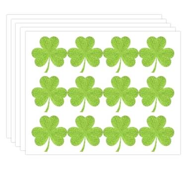 Imagem de Adesivos para Dia de São Patrício de 3,8 cm Chapéu Trevo a Laser Adesivos de Decoração Irlandesa Trevo da Sorte Verde Adesivos de Recompensa de Professores para Sala de Aula, Decorações de Festa,