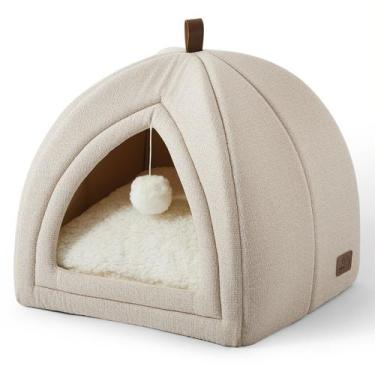 Imagem de Tenda e Cama para Gato Bedsure 2 em 1 - Com Travesseiro Bege