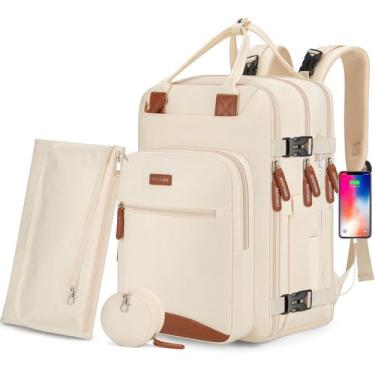 Imagem de Mochila para Fraldas BAGPARKK - Multifuncional e à Prova d'Água (Bege)