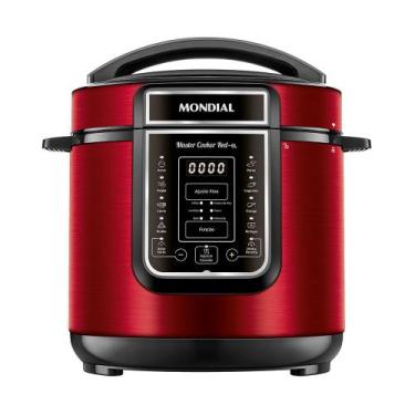 Imagem de Panela de Pressão Elétrica Digital 6L, Mondial, Vermelho e Inox - PE-6