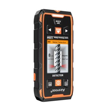Imagem de Scanner de parede Stud Finder – Ferramenta localizadora de pinos HD LCD com chip microprocessador inteligente, detector de pinos e medição a laser para o centro e a borda do tubo de vigas de metal de