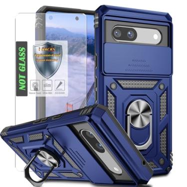 Imagem de AYMECL Capa para Google Pixel 7A com capa para lente da câmera, protetor de tela HD, proteção contra quedas de nível militar, suporte de anel magnético, capa protetora para celular para Google Pixel