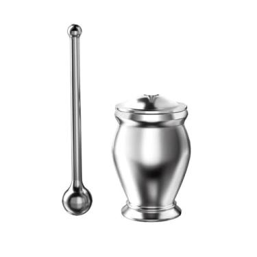 Imagem de Tigela Moedora Argamassa e pilão de aço inoxidável 304, sólido, peça única, triturador de medicina chinesa, tigela de anel doméstico, moedor de ervas e especiarias Moedor Triturador(Pequeno)