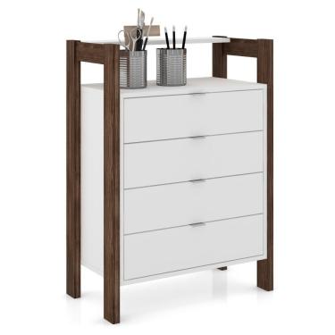 Imagem de Gaveteiro 4 Gavetas Az1012 Branco Nogal