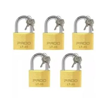 Imagem de Kit 5 Cadeado  Pado 35Mm Chaves Iguais Mesmo Segredo