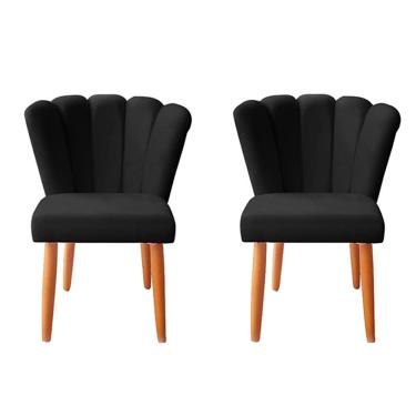 Imagem de Kit 2 Cadeiras Poltrona Sala de Jantar Penteadeira Reforçada Decorativa Pétala Suede