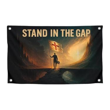 Imagem de Bandeira religiosa de 9,5 x 1,5 m com citação espiritual "Stand In The Gap" com quatro ilhós de latão - Banners de dormitório universitário de poliéster para decoração de parede - Bandeiras de