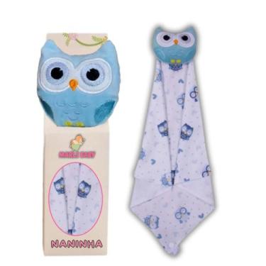 Imagem de Naninha Para Bebê Porta Chupeta Bichinhos - Criativa, Coruja Azul