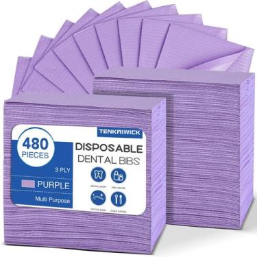Imagem de Babadores dentários descartáveis TENKAIWICK 480, pacote impermeável