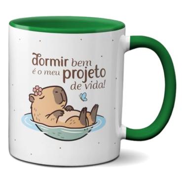 Imagem de Caneca Capivara Dorminhoca Dormir Bem é Meu Projeto de Vida (Verde)