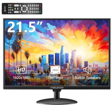 Imagem de Thinlerain Monitor de computador de 21,5 polegadas 1920 x 1080 com portas USB HDMI VGA AV BNC, 60Hz, 5Ms, VESA, alto-falantes embutidos para escritório, casa