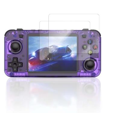 Imagem de YAJOJO Pacote com 2 protetores de tela para console de jogos portátil R36H, vidro temperado de dureza 9H para BOYHOM R36H, antiarranhões, sem bolhas, clareza HD