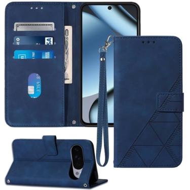 Imagem de Moment Dextrad Capa carteira para Pixel 10 Pro/Pixel 10, compartimentos para cartão, alça de pulso, proteção interna de telefone TPU, suporte de couro PU, capa flip folio (azul)