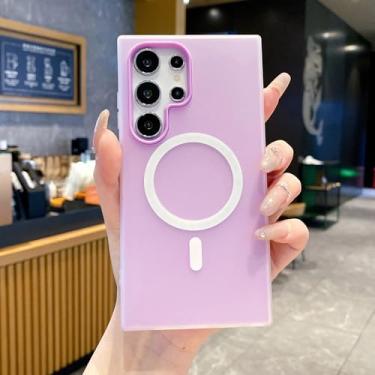 Imagem de Capa de luxo Candy Color para Samsung Galaxy S25 S24 Fe S23 Plus S22 Ultra A16 A26 A36 A26 A17 A07 A56 Capa magnética (para Samsung S24Ultra/roxa)