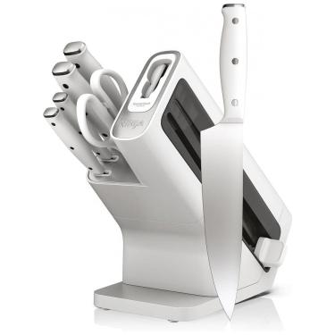 Imagem de Conjunto de Facas com Amolador Embutido, Aço Inoxidável, 7 Peças, Ninja K12007WHBN, Branco